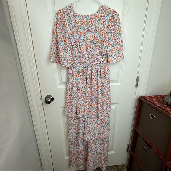 NEW FOURTEENTH PLACE Floral Tiered High-Low Maxi Dress XS - Picture 10 of 17